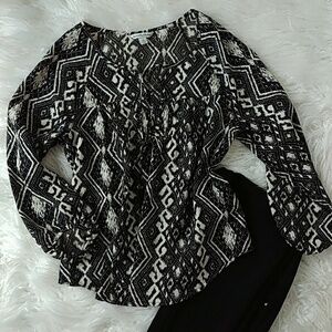 American Eagle flowy aztec print Cross Back blouse